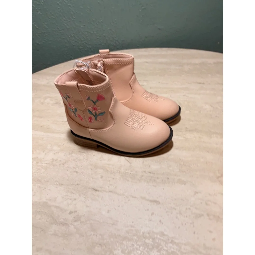 Cat & Jack Toddler Whitley Embroidered Western Cowboy Boots Blush Pink Size 8